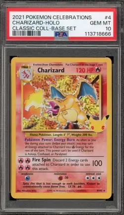 Pokemon Charizard Celebrations Classic Coll. Base Set Holo Rare #4 PSA 10 - Image 1