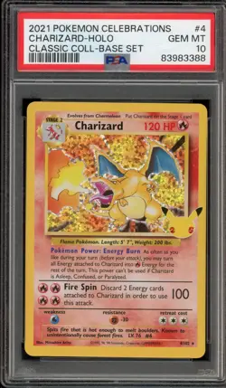 Pokemon Charizard Celebrations Classic Coll. Base Set Holo Rare #4 PSA 10 - Image 1