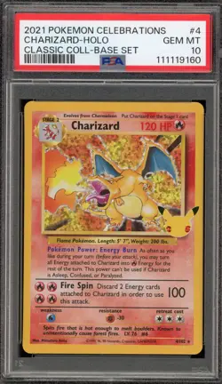 Pokemon Charizard Celebrations Classic Coll. Base Set Holo Rare #4 PSA 10 - Image 1