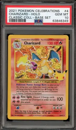 Pokemon Charizard Celebrations Classic Coll. Base Set Holo Rare #4 PSA 10 - Image 1