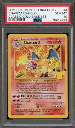 Pokemon Charizard Celebrations Classic Coll. Base Set Holo Rare #4 PSA 10 - Image 1