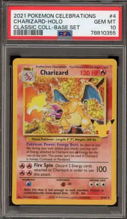 Pokemon Charizard Celebrations Classic Coll. Base Set Holo Rare #4 PSA 10 - Image 1