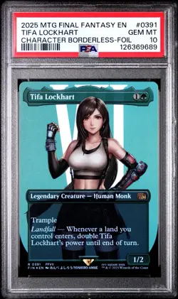 PSA 10 MTG FINAL FANTASY CHARACTER BORDERLESS-FOIL #0391 TIFA LOCKHART - Image 1