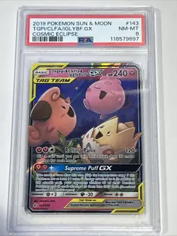 2019 Pokemon Sun & Moon Togepi/cleffa/igglybuff Gx Cosmic Eclipse Tag Team Psa 8 - Image 1