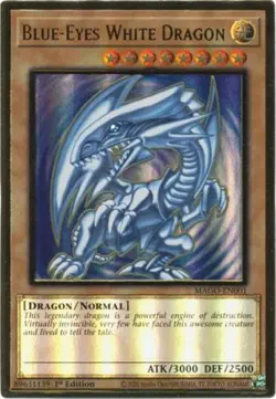Yugioh! LP Blue-Eyes White Dragon - MAGO-EN001 - Premium Gold Rare - 1st Edition - Image 1