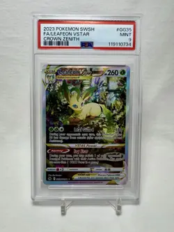 2023 POKEMON SWORD & SHIELD CROWN ZENITH #GG35 FULL ART/LEAFEON VSTAR PSA 9 - Image 1