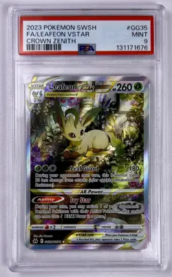 2023 POKEMON SWORD & SHIELD CROWN ZENITH #GG35 FULL ART/LEAFEON VSTAR PSA 9 - Image 1