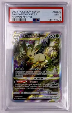 2023 POKEMON SWORD & SHIELD CROWN ZENITH #GG35 FULL ART/LEAFEON VSTAR PSA 9 - Image 3