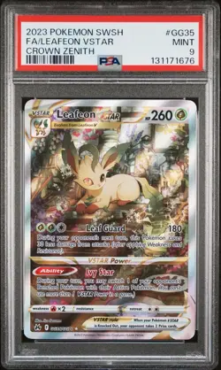 2023 POKEMON SWORD & SHIELD CROWN ZENITH #GG35 FULL ART/LEAFEON VSTAR PSA 9 - Image 5