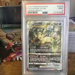 2023 POKEMON SWORD & SHIELD CROWN ZENITH #GG35 FULL ART/LEAFEON VSTAR PSA 9 - Image 1