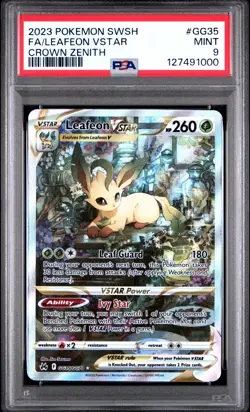2023 POKEMON SWORD & SHIELD CROWN ZENITH #GG35 FULL ART LEAFEON VSTAR PSA 9 MINT - Image 1
