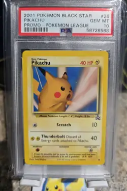 2001 POKEMON PROMO BLACK STAR POKEMON LEAGUE #26 PIKACHU PSA 10 - Image 4