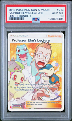 PSA 10!!! GEM MT Professor Elm's Lecture Full Art Pokemon Lost Thunder #213/214 - Image 1