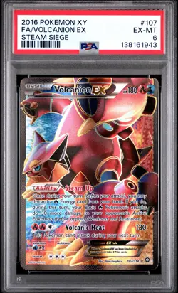 2016 POKEMON XY STEAM SIEGE #107 FULL ART/VOLCANION EX PSA 6 - Image 1