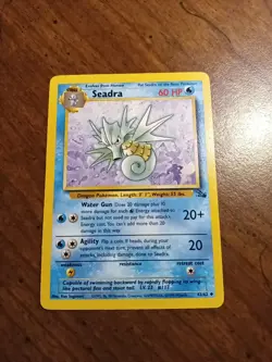 HP Pokemon SEADRA Card FOSSIL 42/62 Non-Holo Uncommon - Image 1