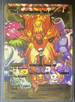 The Undefeatable Red GX Gold Foil Fan Art Card HP7500000 Gotta Win Them All🔥🔥 - Image 2