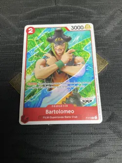 ONE PIECE ENGLISH CARD PROMO GAME CARTE BANPRESTO BARTOLOMEO P-018 EN MINT - Image 1