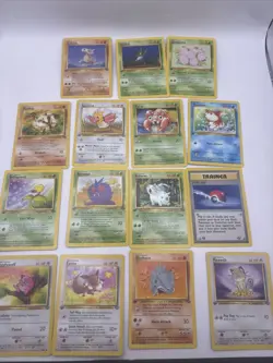 1st edition Near COMPLETE Pokemon JUNGLE 15-Card Common Set/64 No Pikachu Card - Image 1