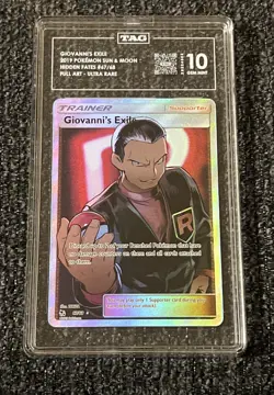 TAG 10 Giovanni's Exile 67/68 Hidden Fates 2019 Full Art Rare Pokemon Card FAST - Image 1