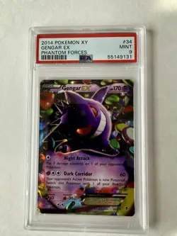 2014 POKEMON XY PHANTOM FORCES #34 GENGAR EX PSA 9 - Image 1