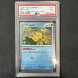 2025 Pokemon MEP Psyduck PSA 9 Black Star Promo ME Mega 7 007 SWIRL / New Cert - Image 1