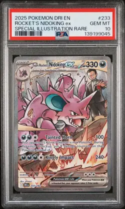 2025 POKEMON DRI SPECIAL ILLUSTRATION RARE #233 TEAM ROCKET'S NIDOKING EX PSA 10 - Image 1