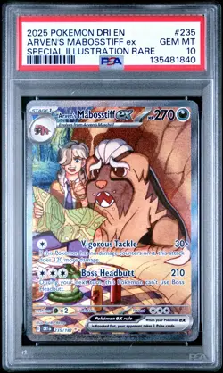 2025 POKEMON DRI EN-DESTINED RIVALS #235 ARVEN'S MABOSSTIFF EX PSA 10 - Image 1