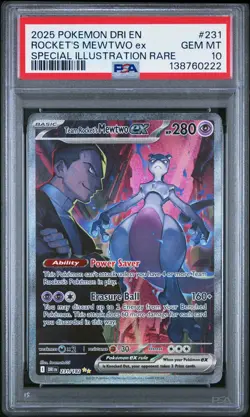 2025 POKEMON DRI EN-DESTINED RIVALS #231 TEAM ROCKET'S MEWTWO EX PSA 10 - Image 1