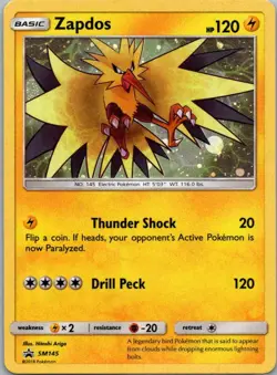 Pokemon TCG Zapdos SM145 SM Black Star Promos Holo LP - Image 1