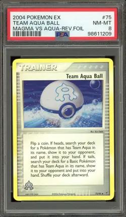 Pokemon Team Aqua Ball EX Magma Vs Aqua Reverse Holo #75 PSA 8 - Image 1