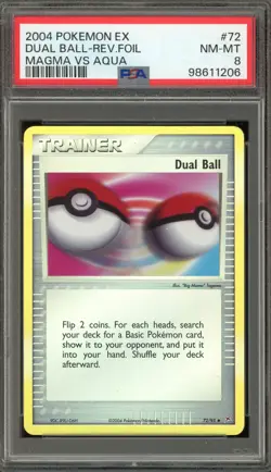Pokemon Dual Ball EX Magma Vs Aqua Reverse Holo #72 PSA 8 - Image 1