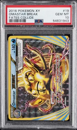 2016 POKEMON XY FATES COLLIDE #19 OMASTAR BREAK PSA 10 - Image 1