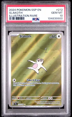 Pokemon TCG Slakoth Illustration Rare Surging Sparks 212/191 PSA 10 - Image 1