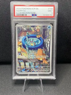 2024 Pokemon SV Stellar Crown SCR EN Squirtle #148/142 Illustration Rare PSA 9 - Image 3