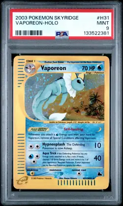 2003 POKEMON SKYRIDGE #H31 VAPOREON-HOLO PSA 9 - Image 1