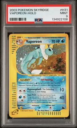 2003 Pokemon Skyridge #H31 Vaporeon Holo PSA 9 MINT w/ SWIRL! - Image 1