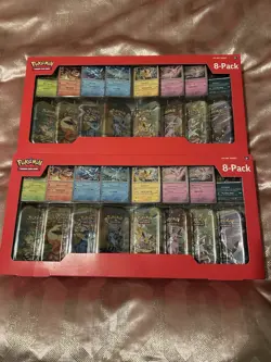 2 x Pokemon TCG: Prismatic Evolutions Costco Mini Tins 8 Pack - SEALED - Image 1