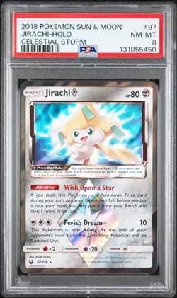 2018 POKEMON SUN & MOON CELESTIAL STORM #97 JIRACHI-HOLO PSA 8 - Image 1