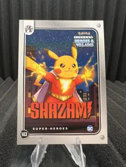 Shazam (Pikachu) #143 Glitter Holo - Heros & Villains Flash Edition Pokemon - Image 1