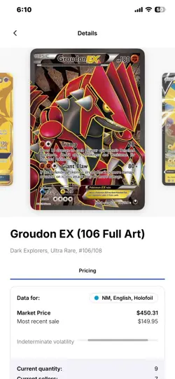 Pokemon Groudon EX Dark Explorers Series 106/108 Ultra Rare Holo - Image 3
