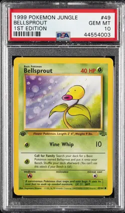1999 POKEMON JUNGLE 1ST ED #49 BELLSPROUT PSA 10 - Image 1