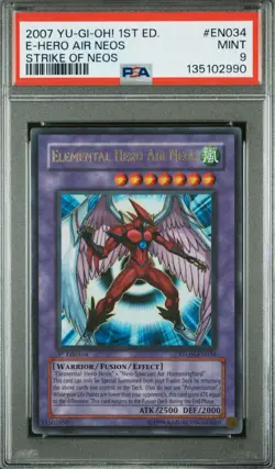 Yugioh PSA 9 Elemental Hero Air Neos STON-EN034 1st Edition Ultra Rare Low Pop - Image 1