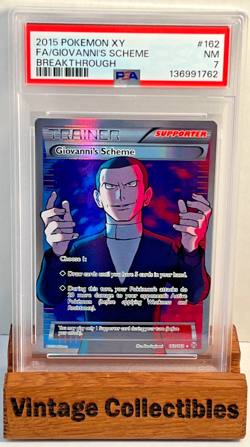 2015 POKEMON XY BREAKTHROUGH #162 FULL ART GIOVANNI'S SCHEME PSA 7 - Image 1