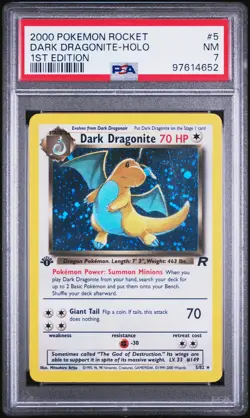 2000 POKEMON ROCKET 1ST ED #5 DARK DRAGONITE-HOLO PSA 7 - Image 1