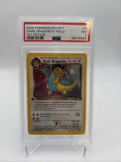 2000 Pokemon Rocket 1st Ed Dark Dragonite Holo #5 PSA 7 - Image 1