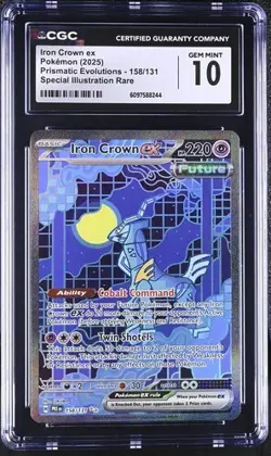 Iron Crown ex 158/131 SIR - Pokemon Prismatic Evolutions CGC 10 Gem Mint - Image 1