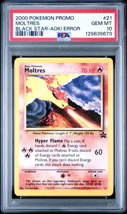 PSA 10 Moltres 21 Black Star Promo Card 2000 Pokemon Promo Aoki Error - Image 2