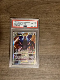 2023 Pokemon SWSH 291 Lucario VStar Crown Zenith ETB Black Star Promo PSA 10 Gem - Image 1