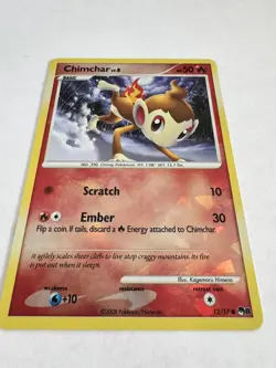 Pokemon Chimchar LV.8 #12 (Cracked Ice Reverse Holo) - LP/NM 2008 - Image 1