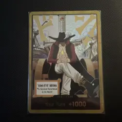 One Piece Card Gold Frame Dracule Mihawk DON!! Card OP14 THE AZURE SEA'S SEVEN - Image 1